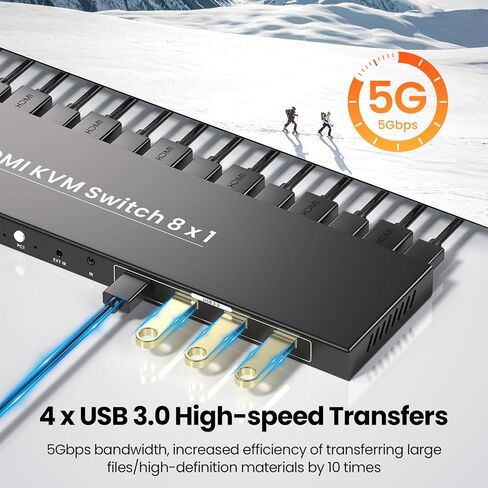 8 Port KVM Switch, 4K60Hz USB 3.0 HDMI KVM Switch 1 Monitor 8 Computers, Control 8 Computers with 1 Monitor and Peripherals in Saudi Arabia