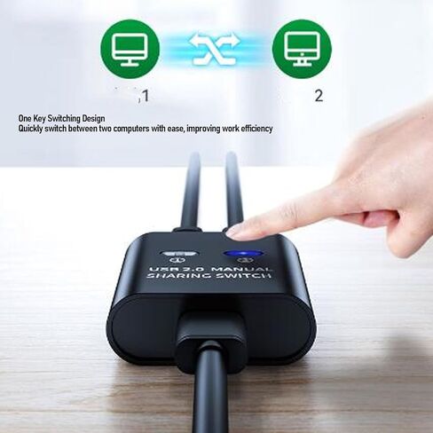 مفتاح مشاركة Yunseity USB 2.0، جهازي كمبيوتر يشاركان طابعة واحدة مع مفتاح واحد، نقل عالي السرعة، التوصيل والتشغيل، اتصال مستقر، مع منافذ إخراج إدخال USB .0 in Kuwait