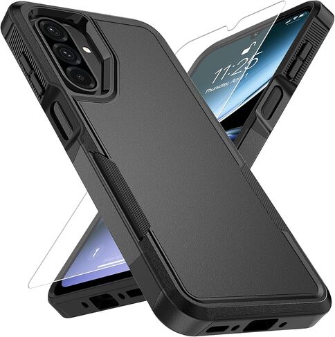 حافظة Vinve لهاتف Samsung Galaxy A26 5G مع واقي شاشة HD، مقاوم للصدمات بدرجة عسكرية وحماية مزدوجة الطبقات، جراب هاتف بتصميم مضاد للانزلاق، أسود in Kuwait