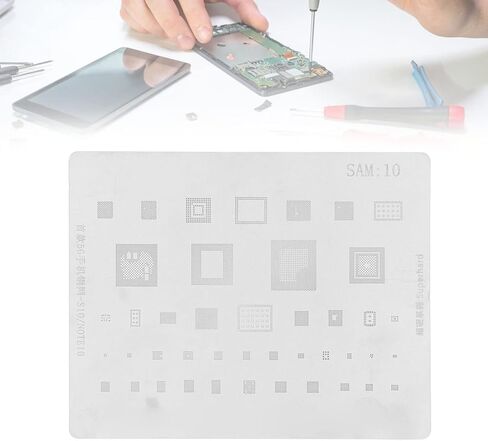 قالب Eujgoov Reballing Stencil من الفولاذ المقاوم للصدأ سريع Reballing للهواتف المحمولة المتوافقة مع سلسلة S10 وS10+ وNOTE10 in Kuwait