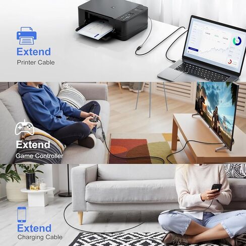 USB 3.0 Extension Cable, 4Pack [6ft] USB A Male to Female Braided Extender Cord 5Gbps Fast Data Transfer for Hard Drive, Keyboard, Mouse, Webcam, USB Flash Drive, Printer - Black in Kuwait