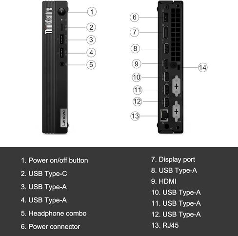كمبيوتر Lenovo ThinkCentre M70q Gen 4 MFF Tiny 1L Mini PC Business Desktop، الجيل الثالث عشر Intel 10-Core i5-13400T (Beat i7-12700T)، ذاكرة الوصول العشوائي DDR4 سعة 8 جيجابايت، 512 جيجابايت PCIe SSD، WiFi 6، RJ45، Windows 11 Pro، Vent-HEA in Kuwait