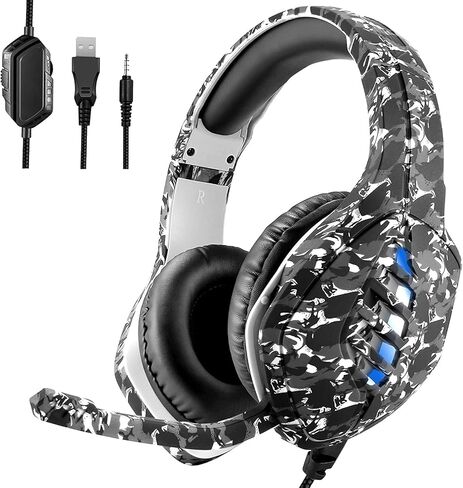 targeal Gaming Headset with Microphone - for PC, PS4, PS5, Switch, Xbox One, Xbox Series X|S - 3.5mm Jack Gamer Headphone with Noise Canceling Mic - Camo in Kuwait
