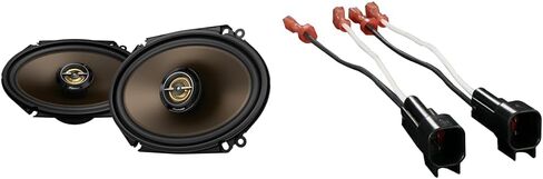 PIONEER TS-A683FH 6" x 8" 370W 2-Way Full Range Car Speakers and Metra 72-5600 Ford Speaker Harness Adapters, Gold Color in Kuwait