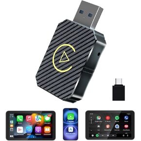 محول CarPlay اللاسلكي 2026 تمت ترقيته، CarPlay & Android Auto 2 في 1، تصميم USB صغير للسيارات مع CarPlay السلكي، اتصال تلقائي سريع، التوصيل والتشغيل، لنظام iOS 10+، إصدار Android 11+ (لون ألياف الكربون) in Kuwait