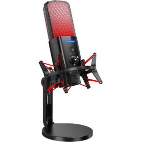 ميكروفون ألعاب USB لاسلكي PUSOKEI 2.4G، إلغاء الضوضاء النشط والتقاط القلب مع إضاءة RGB، ميكروفون بث مزدوج الوضع لهاتف الكمبيوتر in Kuwait