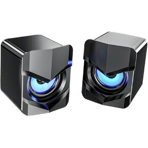 مكبرات صوت صغيرة للوسائط المتعددة تعمل بمنفذ USB للكمبيوتر والكمبيوتر المحمول، ومكبرات صوت سلكية مدمجة لسطح المكتب مع صوت جهير عميق، باللون الأسود، مناسبة للألعاب والاستخدام المكتبي in Kuwait