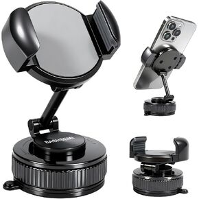 Adjustable Dashboard & Windshield Phone Mount – 360° Rotating Car Phone Holder with Strong Suction Cup, Anti-Slip Grip, Universal Fit Compatible with iPhone & Android Smartphones in Saudi Arabia