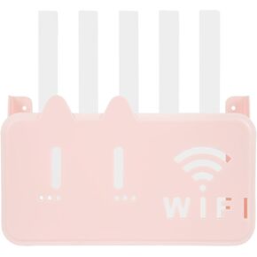 Pink WiFi Router Storage Box - Decorative Ventilated Shelf Organizer for Router, Modem, Set-top Box in Office, Study Room - Cable Management Solution in Kuwait