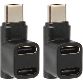 Dioche ثنائي أنثى USB 2 قطعة USB C 3.1 محول زاوية 90 درجة 10 جيجابت في الثانية موصل زاوية قائمة أنثى مزدوج - نقل بيانات عالي السرعة، توصيل طاقة 100 وات، توافق عالمي in Kuwait