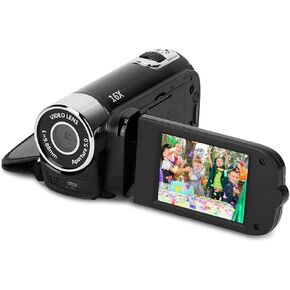 FFF-Black-GPCT2659 HD 1080P كاميرا فيديو رقمية 2.7 بوصة. كاميرا DV تكبير 16X كاميرا أطفال قابلة لإعادة الشحن بزاوية 270 درجة مع إضاءة سيلفي - أسود - مقاس واحد in Kuwait
