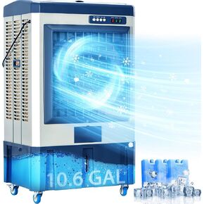 41-Inch Swamp Cooler, 4800CFM Industry Evaporative Cooler, 3 Speeds, 120° Swing, 10.9 Gal Water Tank, 3 Ice Packs,Outdoor Evaporative Air Cooler for Patio, Yard, Porch, Factory in Saudi Arabia