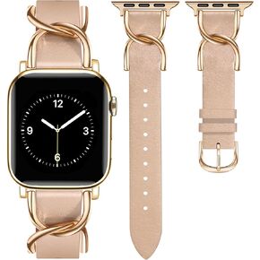 JR.DM Designer Leather Bands for Women,Dressy Fancy Cute Strap with Double U-Shaped Buckle Watch Bands for iwatch Compatible with Apple Watch Series 11/10/9/8/7/6/5/4/3/2/1 Ultra 1/2/3 SE 1/2/3 in Kuwait