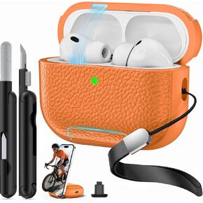 for AirPods Pro 3 Case 2025 with Magnetic Lid Lock & Phone Stand, TPU Lava Texture for AirPods Pro 3 Generation Case Cover with Wrist Strap & Cleaner, iPod Pro 3 Case for Men Women,Black in Saudi Arabia