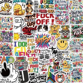 ملصقات F Word 55 قطعة - طباعة رسومية مضحكة رائعة وهجومية، بطة F It الإصبع الأوسط F حولها - سهلة اللصق وقابلة للإزالة لأكواب نافذة سجل القصاصات وزجاجات المياه والكمبيوتر المحمول للمراهقين in Kuwait