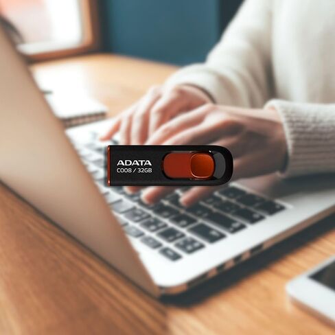 محرك أقراص فلاش Adata C008 سعة 32 جيجابايت USB 2.0 قابل للسحب (أحمر) - مقاوم للخدش وطارد للأوساخ - حزمة حل تخزين البيانات عالية السرعة للطلاب والمهنيين مع محول USB 3.0 إلى USB-C (20 حزمة) in Kuwait