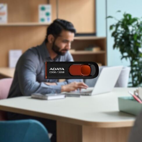محرك أقراص فلاش Adata C008 سعة 32 جيجابايت USB 2.0 قابل للسحب (أحمر) - مقاوم للخدش وطارد للأوساخ - حزمة حل تخزين البيانات عالية السرعة للطلاب والمهنيين مع محول USB 3.0 إلى USB-C (20 حزمة) in Kuwait