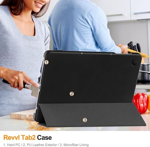 حافظة Revvl Tab 2 2025، غطاء حماية نحيف ذو هيكل صلب مع خاصية النوم التلقائي لجهاز Tmobile Revvl Tab 2 اللوحية مقاس 10.1 بوصة (أسود) in Kuwait