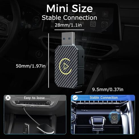 محول CarPlay اللاسلكي 2026 تمت ترقيته، CarPlay & Android Auto 2 في 1، تصميم USB صغير للسيارات مع CarPlay السلكي، اتصال تلقائي سريع، التوصيل والتشغيل، لنظام iOS 10+، إصدار Android 11+ (لون ألياف الكربون) in Kuwait