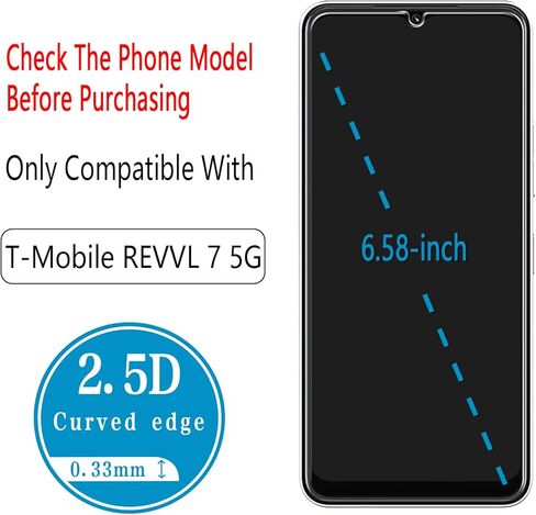 HPTech (عبوة من قطعتين) مصممة لـ T-Mobile REVVL 7 / T-Mobile REVVL 8 واقي شاشة من الزجاج المقوى، مضاد للخدش، خالي من الفقاعات in Saudi Arabia