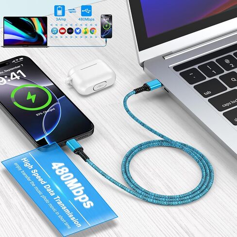 Car Charger for iPhone 17 Pro Max Charger Cord, 3/6/10FT USB C to USB C Cable 3.1A Fast Charging Cable for iPhone 17 17Pro Air 16 15Pro Max 16/15 Plus 15 Pro Max 16e Samsung S25 S24 A17 Android Phone in Saudi Arabia