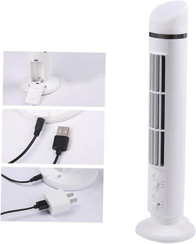 Homoyoyo Mini USB Desk Cooling Fan with Night Light, Quiet Portable Multi-function Fan for Home Office Summer Supplies, White Column Design without Battery in Saudi Arabia