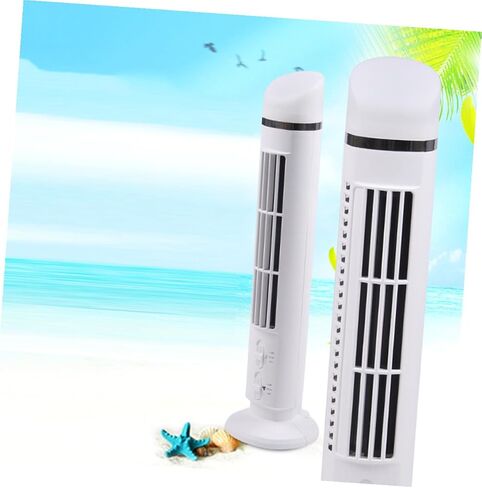 Homoyoyo Mini USB Desk Cooling Fan with Night Light, Quiet Portable Multi-function Fan for Home Office Summer Supplies, White Column Design without Battery in Saudi Arabia