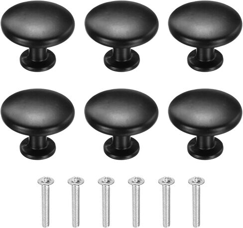 uxcell 4Pcs Cabinet Knobs, 1.14" Solid Round Drawer Knobs Single Hole Aluminum Alloy Cabinet Handles Pulls with Screws for Kitchen Cabinets Bedroom Dresser Wardrobe, Black in Saudi Arabia