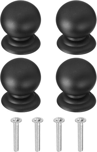 uxcell 8Pcs Cabinet Knobs, 0.87" Solid Round Ball Shape Drawer Knobs Single Hole Aluminum Alloy Cabinet Handles Pulls with Screws for Kitchen Cabinets Bedroom Dresser Wardrobe, Black in Saudi Arabia