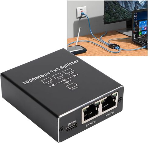 موزع إيثرنت من 1 إلى 3 منافذ جيجابت LAN، يعمل بمنفذ USB لكابل Cat 6 7 8، مع مادة سبائك الألومنيوم، للاستخدام الصناعي في المكتب المنزلي in Kuwait