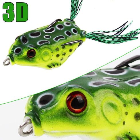 5pcs Topwater Frog Lures, Crankbait Tackle Frog Fishing Lures Fishing Baits, Hollow Body 3D Eyes Lure Weedless Swimbait with Hook for Bass Pike in Saudi Arabia