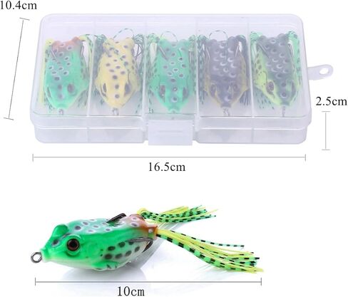 5pcs Topwater Frog Lures, Crankbait Tackle Frog Fishing Lures Fishing Baits, Hollow Body 3D Eyes Lure Weedless Swimbait with Hook for Bass Pike in Saudi Arabia