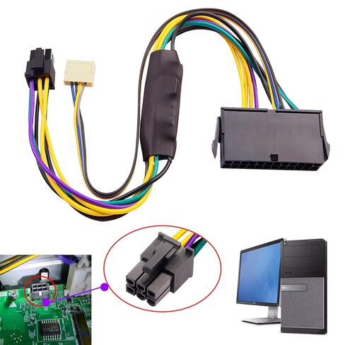 ATX 24-Pin إلى ATX 6-Pin + كابل محول الطاقة HP 2.54mm 6P-4PIN متوافق مع محطات عمل HP Z220/Z230 18E4 وEliteDesk 800 G1 (SFF/MT/TWR) ProDesk 600 G1 4000/6005/8300 13 بوصة/33 سم in Kuwait