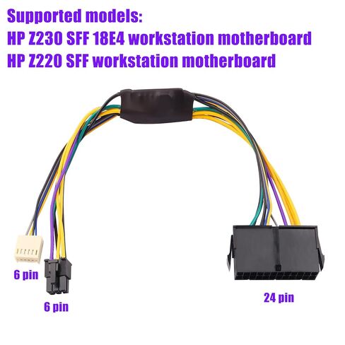 ATX 24-Pin إلى ATX 6-Pin + كابل محول الطاقة HP 2.54mm 6P-4PIN متوافق مع محطات عمل HP Z220/Z230 18E4 وEliteDesk 800 G1 (SFF/MT/TWR) ProDesk 600 G1 4000/6005/8300 13 بوصة/33 سم in Kuwait