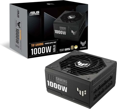 ASUS TUF Gaming 1000W Gold (1000 Watt، ATX 3.0، مصدر طاقة معياري بالكامل، أكثر من 80 مكونًا ذهبيًا معتمدًا، مكونات من الدرجة العسكرية، محمل كروي مزدوج، مروحة Axial-tech، طلاء PCB) (متجدد) in Kuwait