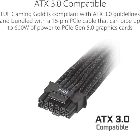 ASUS TUF Gaming 1000W Gold (1000 Watt، ATX 3.0، مصدر طاقة معياري بالكامل، أكثر من 80 مكونًا ذهبيًا معتمدًا، مكونات من الدرجة العسكرية، محمل كروي مزدوج، مروحة Axial-tech، طلاء PCB) (متجدد) in Kuwait