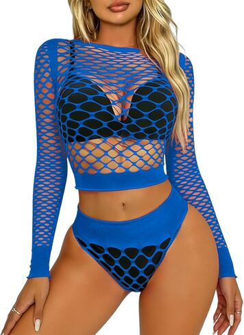 Buitifo Womens Lingerie مجموعة Fishnet Babydoll bodysuit من قطعتين ليلي in Saudi Arabia