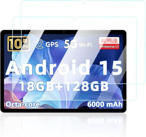 واقي شاشة لجهاز Aobante K50 Tablet مقاس 10 بوصات يعمل بنظام Android، مضاد للخدش 9H حساس للمس، حواف مستديرة 2.5D خالية من الفقاعات، سهل التركيب، عبوتان. in Kuwait