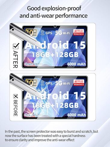 واقي شاشة لجهاز Aobante K50 Tablet مقاس 10 بوصات يعمل بنظام Android، مضاد للخدش 9H حساس للمس، حواف مستديرة 2.5D خالية من الفقاعات، سهل التركيب، عبوتان. in Kuwait