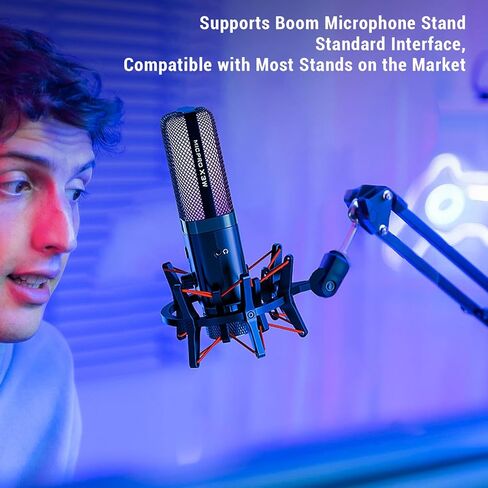 PUSOKEI 2.4G Wireless USB Gaming Microphone, Active Noise Canceling & Cardioid Pickup with RGB Lighting, Dual Mode Streaming Microphone for PC Phone in Saudi Arabia