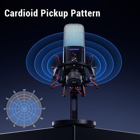 PUSOKEI 2.4G Wireless USB Gaming Microphone, Active Noise Canceling & Cardioid Pickup with RGB Lighting, Dual Mode Streaming Microphone for PC Phone in Saudi Arabia