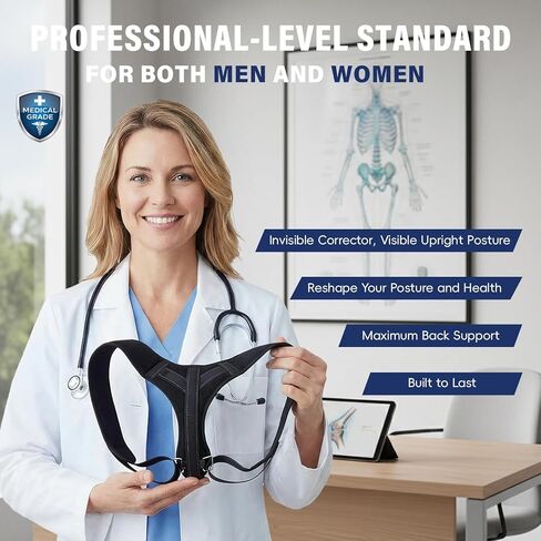 Posture Corrector for Men and Women, UltraSupport+ Comfortable Upper and Back Brace, Pain Relief from Bad Posture for Slumping Shoulders, Hunching, Shoulder Pain Neck. Adjustable Back Straightener. in Saudi Arabia