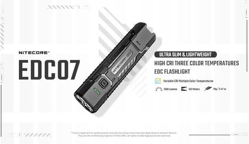 Nitecore EDC07 Flat EDC Flashlight, 1500 Lumens USB-C Rechargeable, Triple Color Temperature, Lightweight 2.47 oz, IP67 Waterproof Everyday Carry Light (Tan) in Saudi Arabia