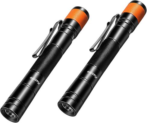 KunHe 2-Pack Pen Flashlight 170 Lumen LED Small Pocket Pen Light IPX4 Waterproof Powered by 2 AA Batteries (Not Included) Single Mode Easy to Use Clip-On Suitable for Inspections and Everyday Use in Saudi Arabia
