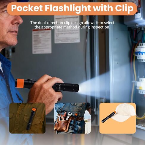 KunHe 2-Pack Pen Flashlight 170 Lumen LED Small Pocket Pen Light IPX4 Waterproof Powered by 2 AA Batteries (Not Included) Single Mode Easy to Use Clip-On Suitable for Inspections and Everyday Use in Saudi Arabia