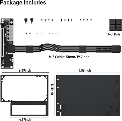 OwlTree PCIe 5.0 x4 128Gbps eGPU Dock, for 50 Series Graphics Cards, M.2 NVME to PCIe x16 Riser Cable 50cm, Supports Standard ATX Power Supply & External GPU for Mini PC NUC Laptop in Kuwait