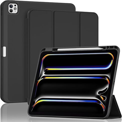ProCase for iPad Pro 13 Inch Case M5 2025/M4 2024 with Pencil Holder, iPad Pro 13"(Model:A3360 A3361 A3362 A2925 A2926 A3007) Trifold Stand Smart Folio with Soft TPU Back Cover -Black in Saudi Arabia
