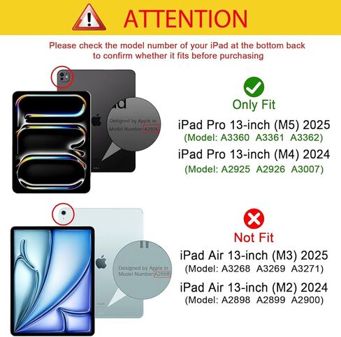 ProCase for iPad Pro 13 Inch Case M5 2025/M4 2024 with Pencil Holder, iPad Pro 13"(Model:A3360 A3361 A3362 A2925 A2926 A3007) Trifold Stand Smart Folio with Soft TPU Back Cover -Black in Saudi Arabia