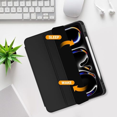 ProCase for iPad Pro 13 Inch Case M5 2025/M4 2024 with Pencil Holder, iPad Pro 13"(Model:A3360 A3361 A3362 A2925 A2926 A3007) Trifold Stand Smart Folio with Soft TPU Back Cover -Black in Saudi Arabia