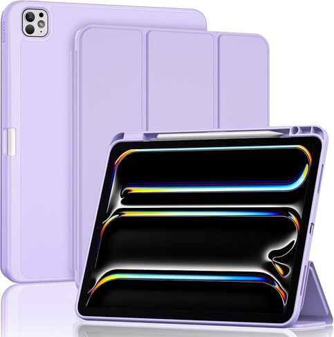 حافظة ProCase لجهاز iPad Pro 13 بوصة M5 2025/M4 2024 مع حامل قلم رصاص، iPad Pro 13 بوصة (الموديل: A3360 A3361 A3362 A2925 A2926 A3007) حامل ثلاثي الطي مع غطاء خلفي ناعم من مادة TPU - أسود in Kuwait